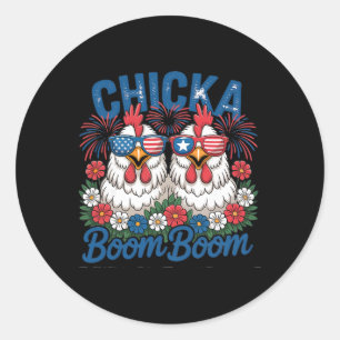 Chicka Boom Boom Chicken Crew Patriot 4th Of July Classic Round Sticker