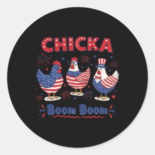 Chicka Boom Boom Chicken Crew Patriot 4th Of July Classic Round Sticker