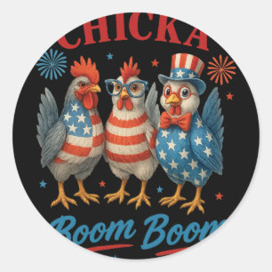 Chicka Boom Boom Chicken Crew Patriot 4th Of July Classic Round Sticker