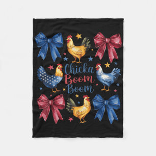 Chicka Boom Boom Funny American Flag Chicken Graph Fleece Blanket