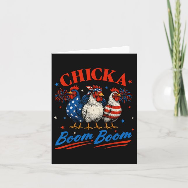 Chicka Boom Boom Funny Patriotic Chicken 4th Of Ju Card (Front)