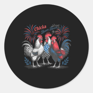 Chicka Boom Boom Funny Patriotic Chicken 4th Of Ju Classic Round Sticker