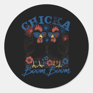 Chicka Boom Boom Patriotic Chicken 4th Of July Usa Classic Round Sticker