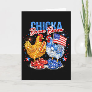 Chicka Boom Boom Patriotic Chicken Red White Blue Card