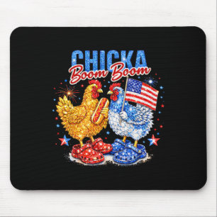 Chicka Boom Boom Patriotic Chicken Red White Blue  Mouse Pad