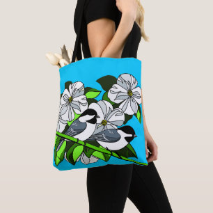 Chickadee Among Dogwood Flowers Tote Bag