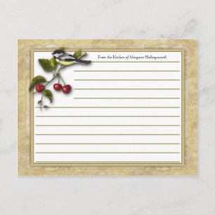 Chickadee and Cherries Recipe Cards