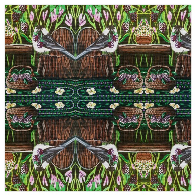 Chickadee Berry Basket Fabric (Swatch)