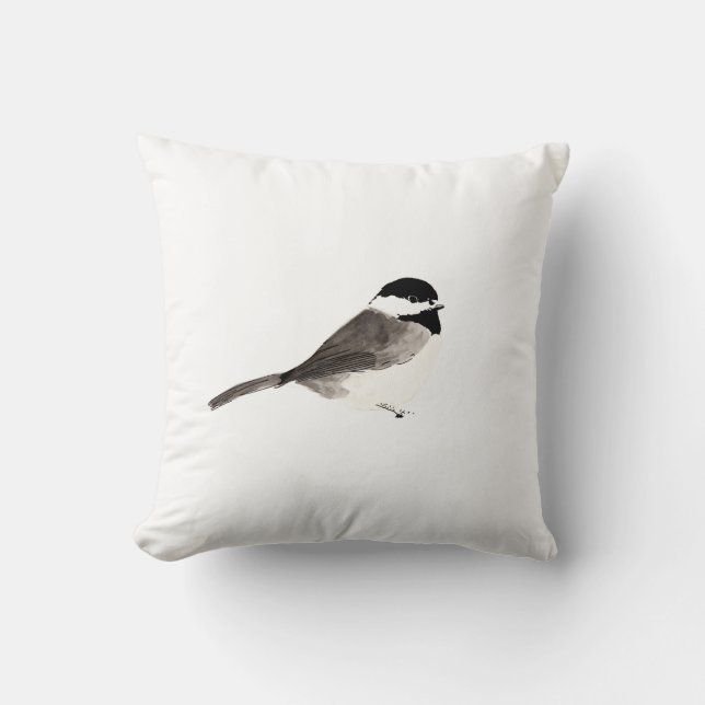 Chickadee Bird Art Cushion (Front)