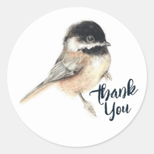 Chickadee Bird Art Thank You Classic Round Sticker