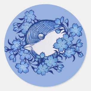 Chickadee bird artwork bird watching classic round sticker