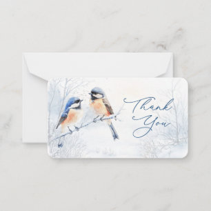 Chickadee Bird in Winter Thank You Card