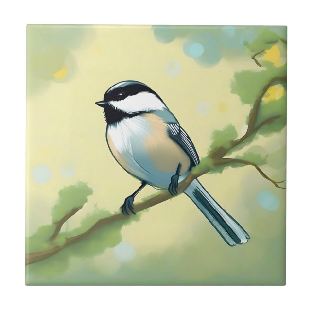 Chickadee Bird Nature Ceramic Tile (Front)