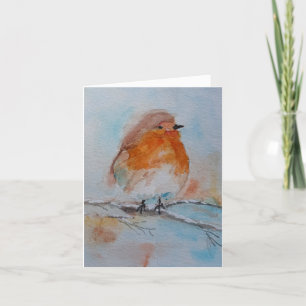 Chickadee Bird Watercolor Christmas Card