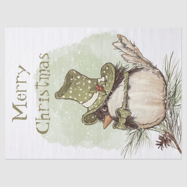 Chickadee Bird Winter Christmas Tissue Paper (Front)