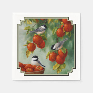 Chickadee Birds Apple Harvest Napkin