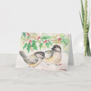 Chickadee Birds Christmas Card