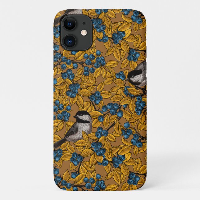 Chickadee birds on blueberry branches Case-Mate iPhone case (Back)