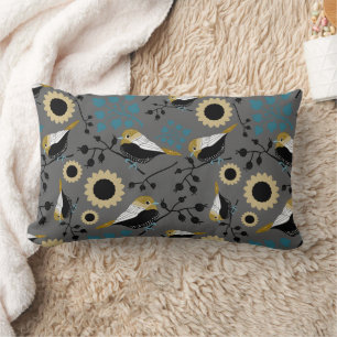 Chickadee Birds Pattern Lumbar Cushion