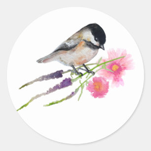 Chickadee Black Capped Art Classic Round Sticker