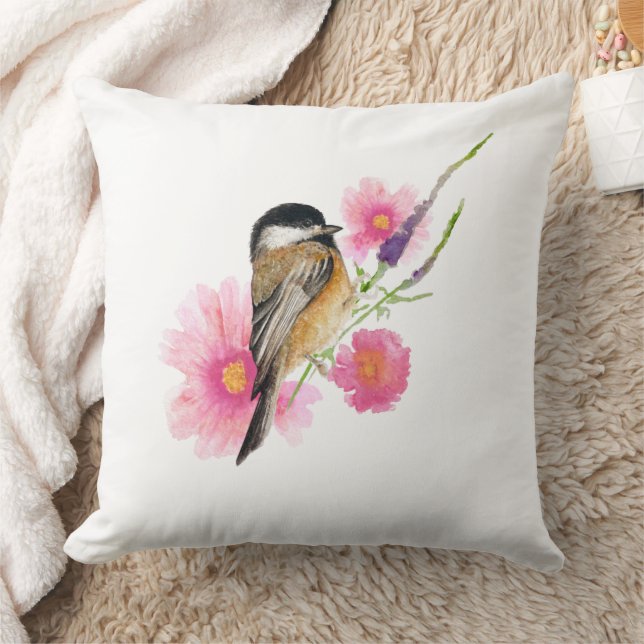 Chickadee Black Capped Art Decor Cushion (Blanket)