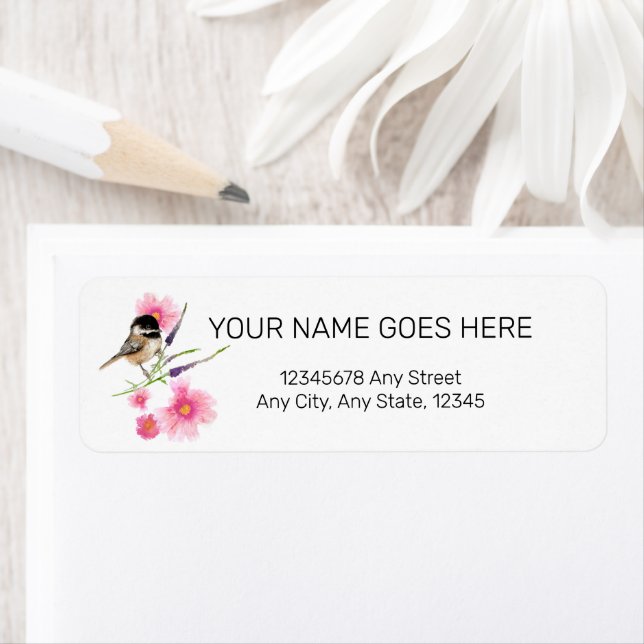 Chickadee Black Capped Art Return Address Label (Insitu)