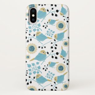 Chickadee Black Capped Bird Berries Flowers iPhone X Case