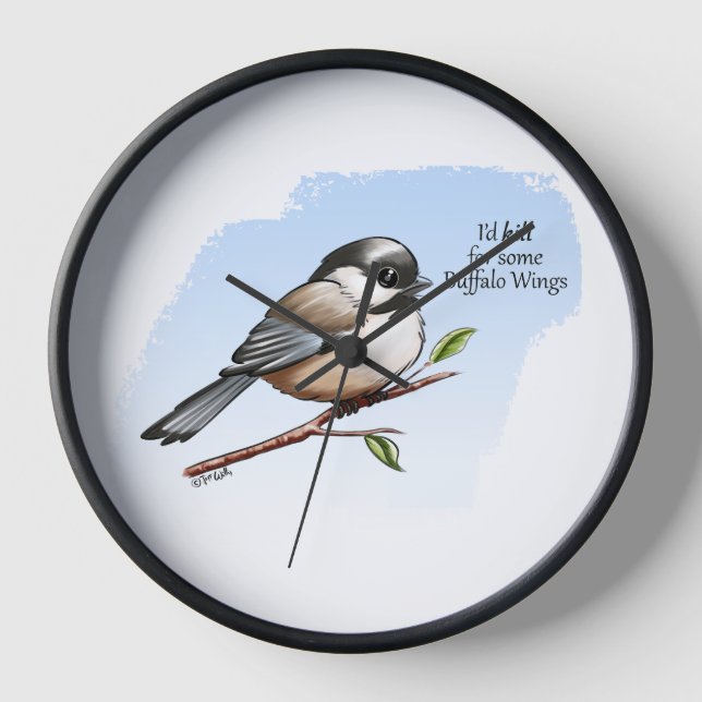 CHICKADEE BUFFALO WINGS by Jeff Willis Art Clock (Front)
