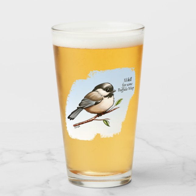 CHICKADEE BUFFALO WINGS by Jeff Willis Art Glass (Front Filled)