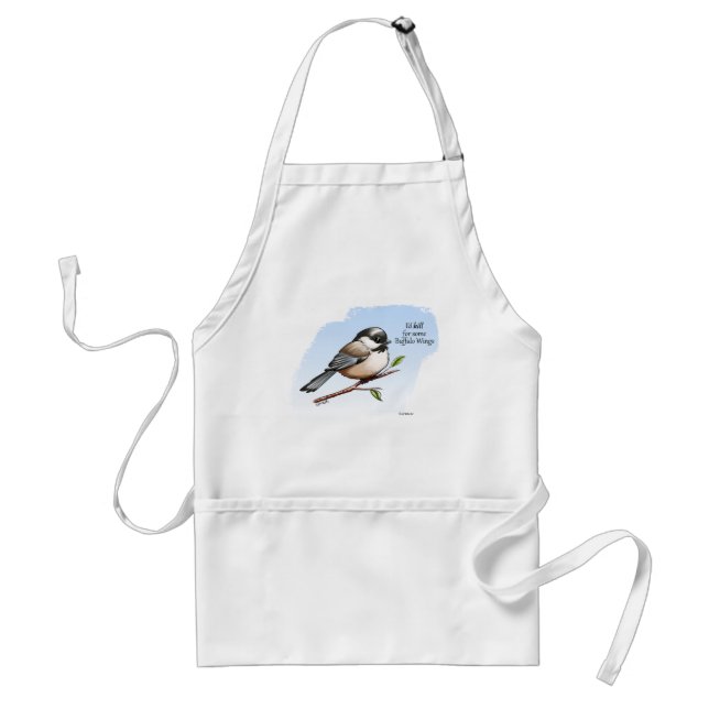 CHICKADEE BUFFALO WINGS by Jeff Willis Art Standard Apron (Front)