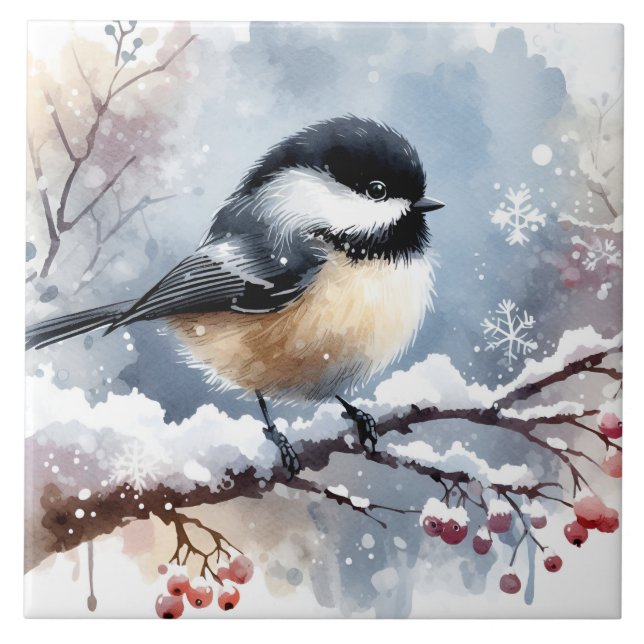 Chickadee Ceramic Tile (Front)