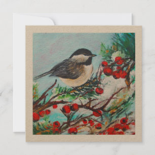 Chickadee Cute Winter Berries