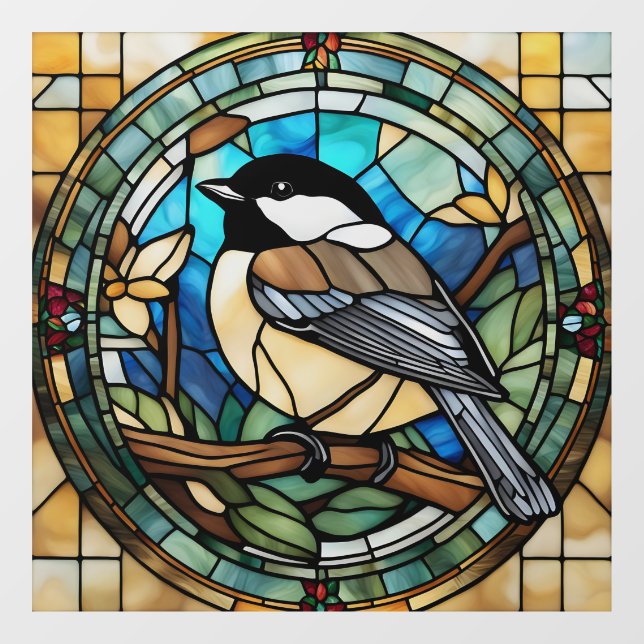 Chickadee Faux Stained Glass Great Tit Bird (Sheet)