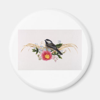 Chickadee Floral Magnet