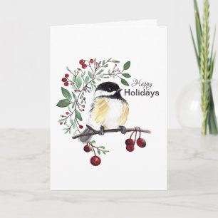 Chickadee Happy Holidays Card