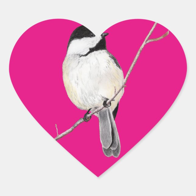 Chickadee Heart Sticker (Front)