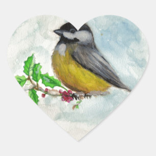 chickadee heart sticker