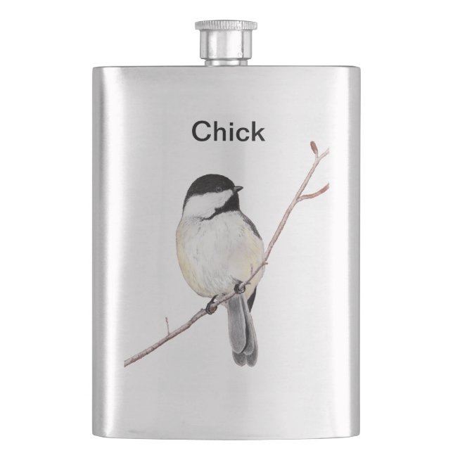 Chickadee Hip Flask (Front)