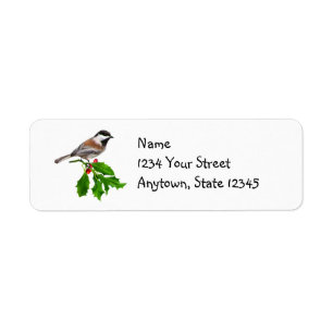 Chickadee Holly Address Labels