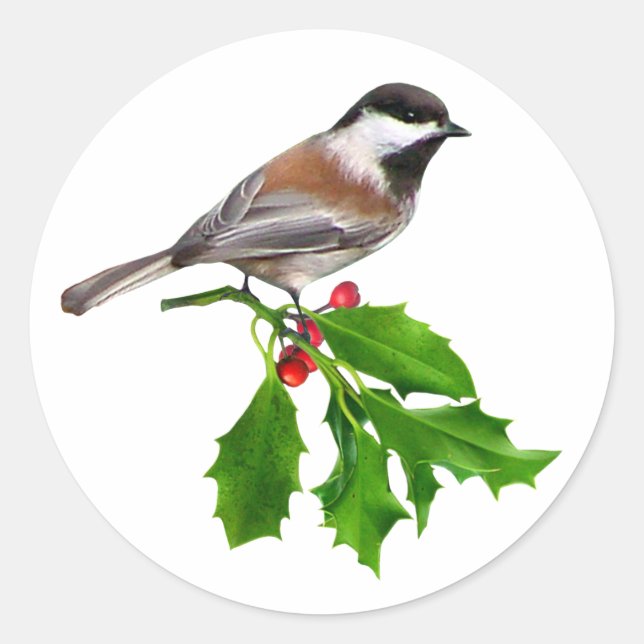 Chickadee Holly Sticker (Front)
