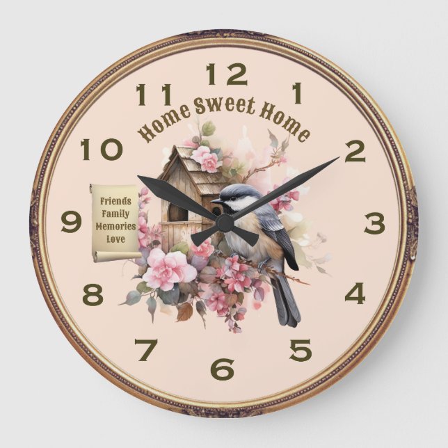 Chickadee Home Sweet Home Kitchen Clock (Front)