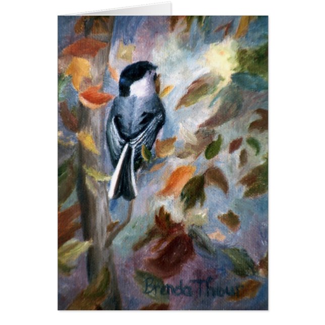Chickadee In the Fall Blank Card (Front)