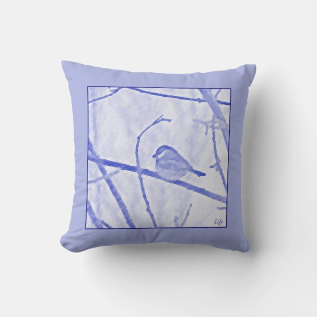 Chickadee Life Throw Pillow (Front)
