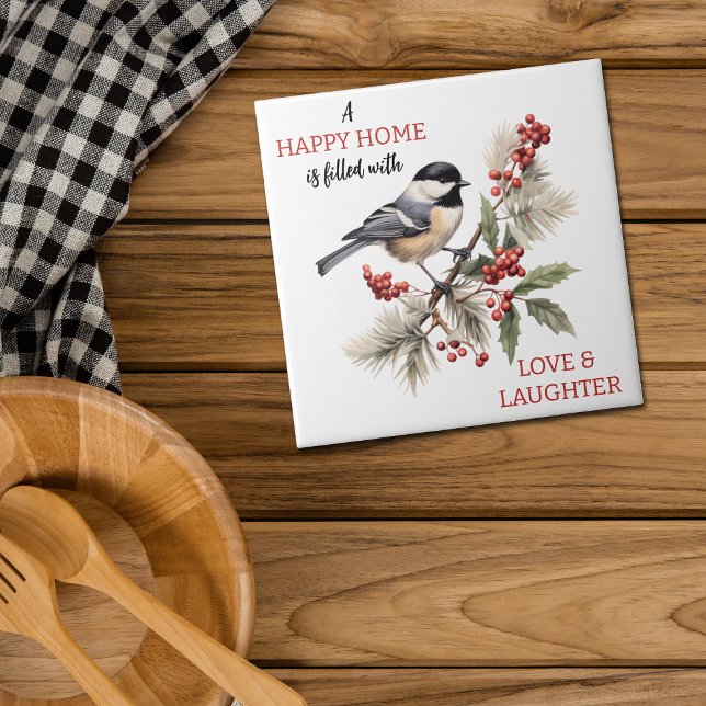 Chickadee Love and Laughter Home Ceramic Tile (Creator Uploaded)