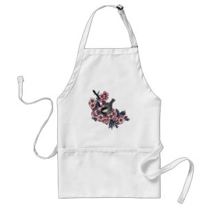 Chickadee on a blooming cherry branch standard apron