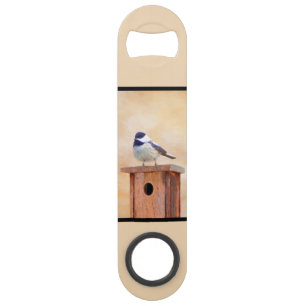 Chickadee on Birdhouse Painting Original Bird Art