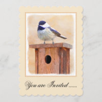 Chickadee on Birdhouse Painting Original Bird Art