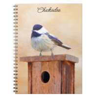 Chickadee on Birdhouse Painting Original Bird Art