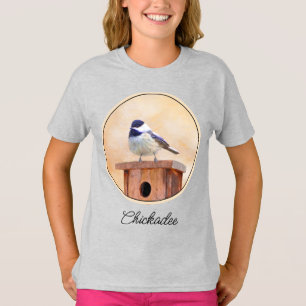 Chickadee on Birdhouse Painting Original Bird Art  T-Shirt