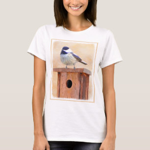 Chickadee on Birdhouse Painting Original Bird Art T-Shirt